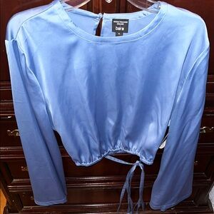Bar III Women's Sky Blue Tie-Front Blouse